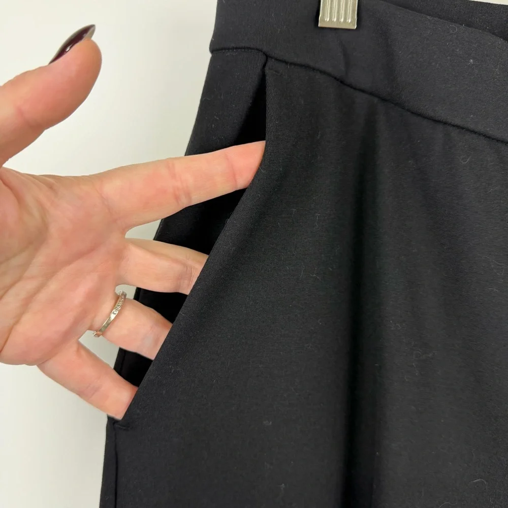 Eileen Fisher Tencel Wide Leg Ankle Pants Black XS Minimalist Lounge Workwear